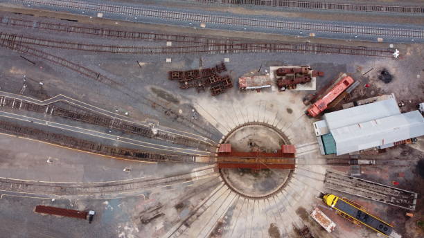 istock a restored historic train turntable and steam engine maintenance and workshop areas, historic Victoria, Australia 1334576904