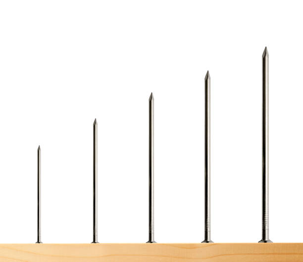 istock Isolated shot of stair-shaped nails bar chart on white background 1334577994