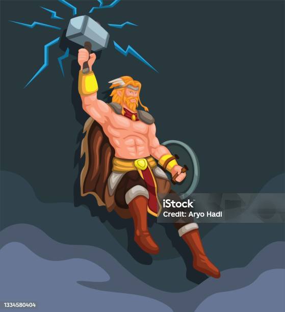 Thor Search Thor God Thunder With Lightning Hammer Flying Character Illustration ...