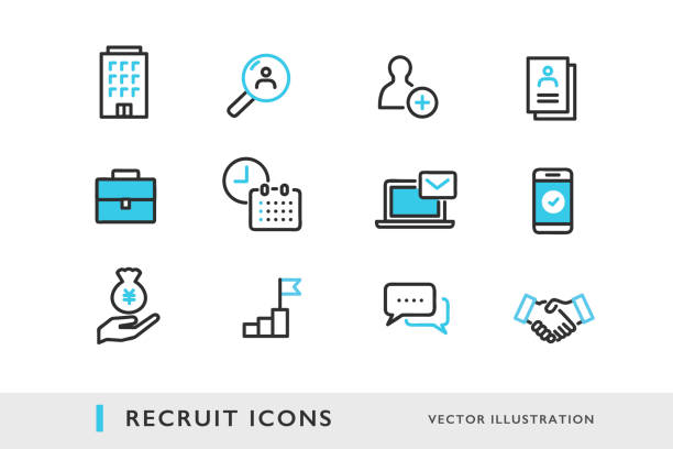 set ikon rekrut - bisnis ilustrasi stok
