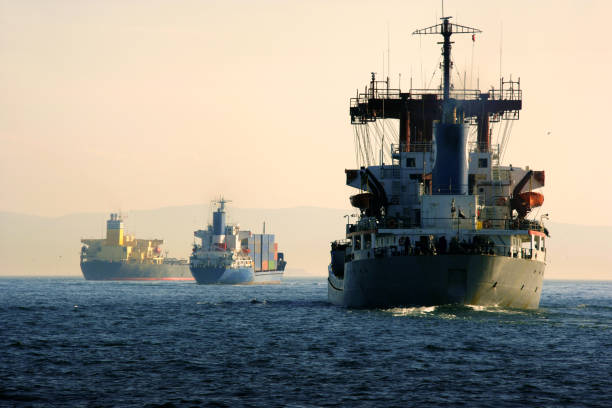istock Freight transportation image of big cargo ships on sea 1334583315
