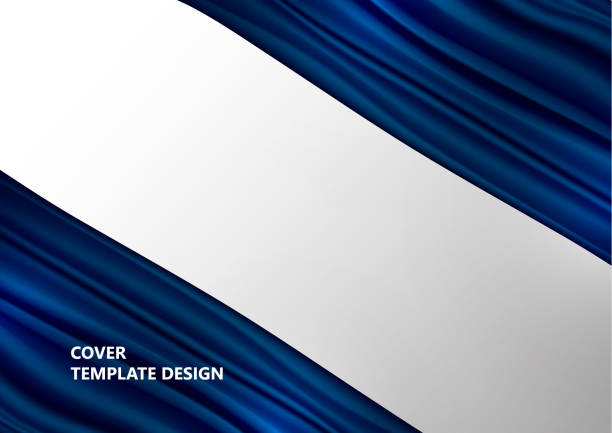 istock Blue satin wave background. Smooth shiny silk fabric texture, swirl of dark blue flow. Vector 1334583498