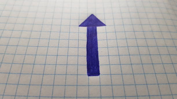 arrow drawn in blue pen on checkered paper.
