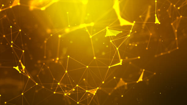 istock Abstract background Dot and connect line for cyber technology futuristic and network connection concept with dark and grain processed wide screen ratio 1334585501