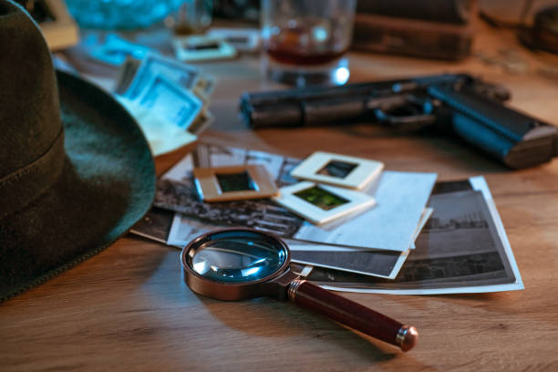 istock Private detective's desk, noir still life 1334586061