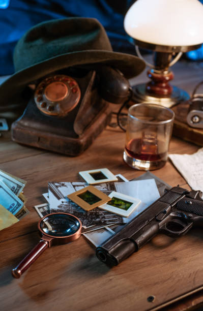 istock Private detective's desk, noir still life 1334586082