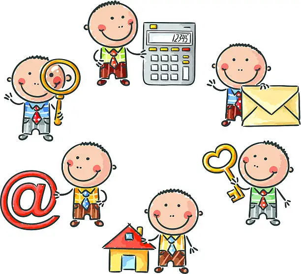 Vector illustration of Little man character (web symbols)