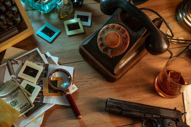 istock Private detective's desk, noir still life 1334586600