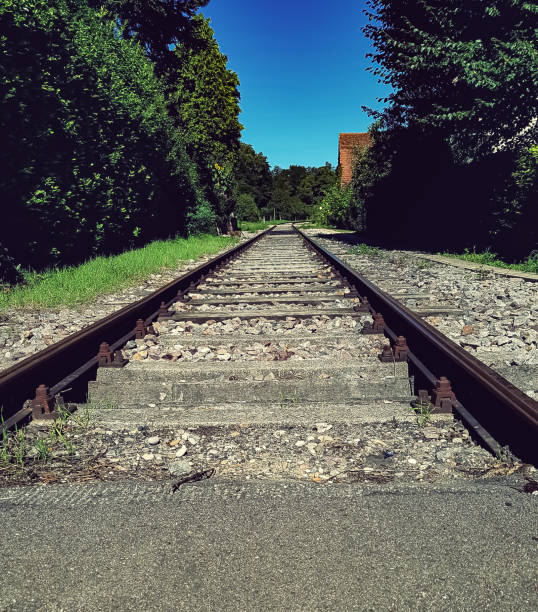 Railway tracks, railway track with blue sky