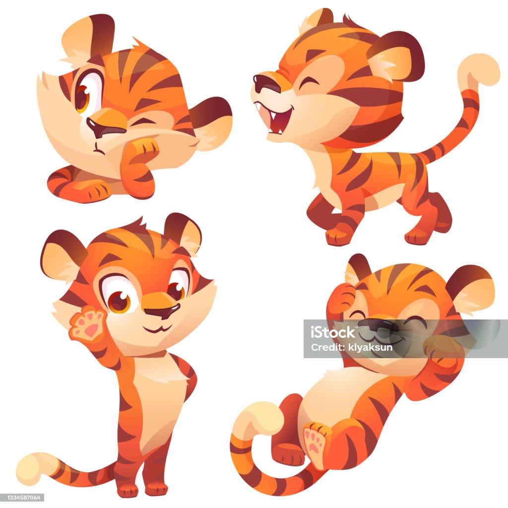 Cute Baby Tiger Character Sleep And Walking Stock Illustration - Download  Image Now - Tiger, Animal, Paw - iStock