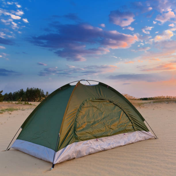 istock touristic tent on a sand 1334587835