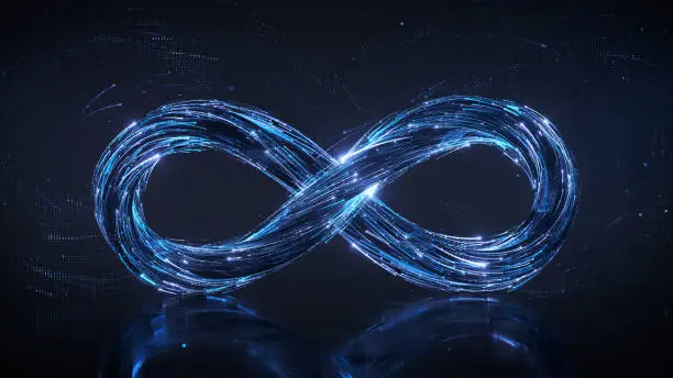 Blue infinity symbol. 3D rendering illustration