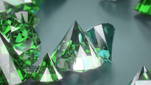 istock Emerald green gemstones 3D render illustration 1334588329