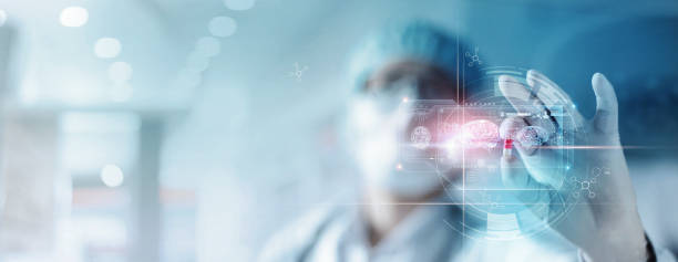 istock Doctor holding drug capsule and checking brain patient testing result with digital holographic interface, Health, Medicine, Futuristic of medical, Innovative technology in science and medicine. 1334590427