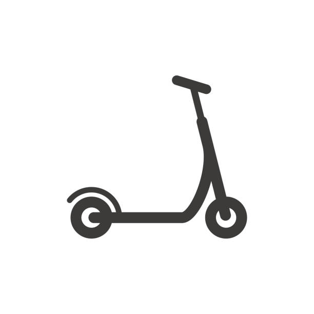 푸시 스쿠터 ��블랙 벡터 아이콘 - push scooter stock illustrations