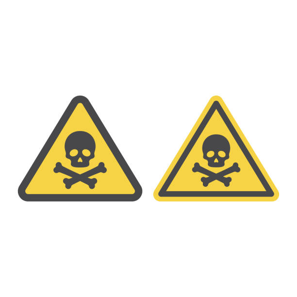 ilustrações de stock, clip art, desenhos animados e ícones de warning sign with skull and crossbones - toxic waste vector biohazard symbol skull and crossbones
