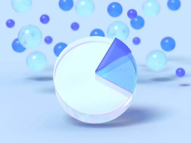istock 3D rendered pie chart in blue light colors with different sized parts on a blue background. Illustration of development, energy savings, or innovations. Visualization of reports and pie charts. 1334591495