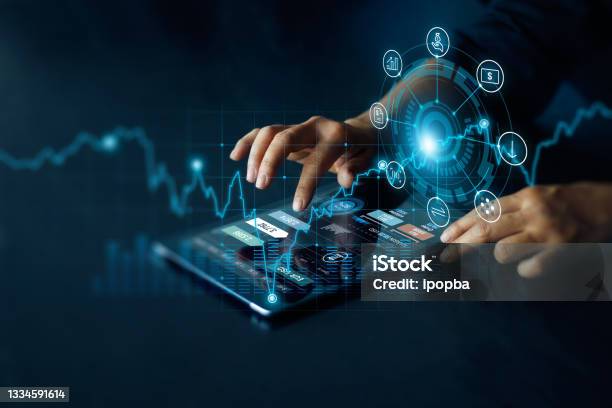 Man Using Digital Tablet Online Connect To Internet Banking Currency Exchange Online Shopping And Digital Payment Intelligent Financial Technology And Ecommerce Network Connection In People Lifestyle Concept Stock Photo - Download Image Now