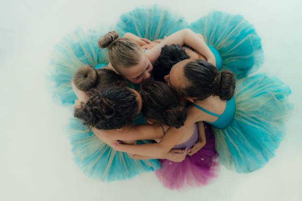 Children girls dancing during ballet cllas