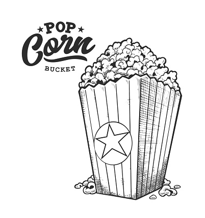 Popcorn Hitam Pop Corn Retro Emblem Hitam Putih Ilustrasi Stok - Unduh Gambar ...