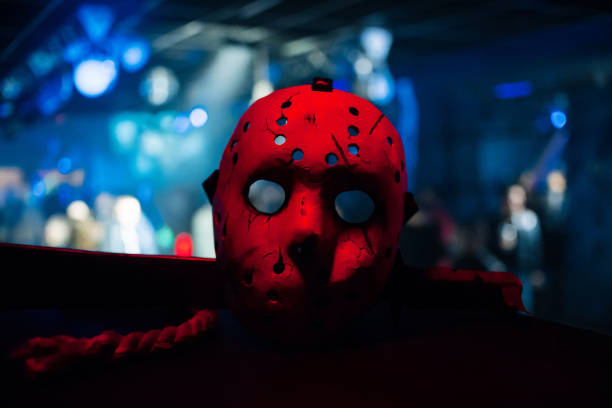 istock Jack mask from Halloween costume with red light 1334599764