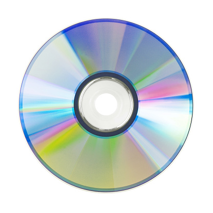 Multi-colored compact disc on white background is insulated
