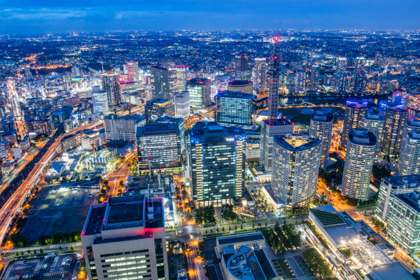Aerial View of Yokohama stock photo