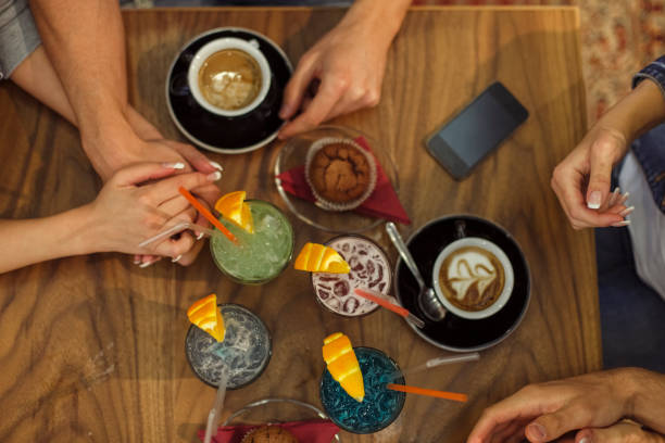 istock Directly above a table with coffee, cocktails and a muffin 1334609018