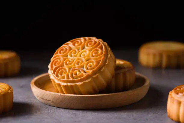 Traditional Chinese Mid-Autumn Festival food moon cake