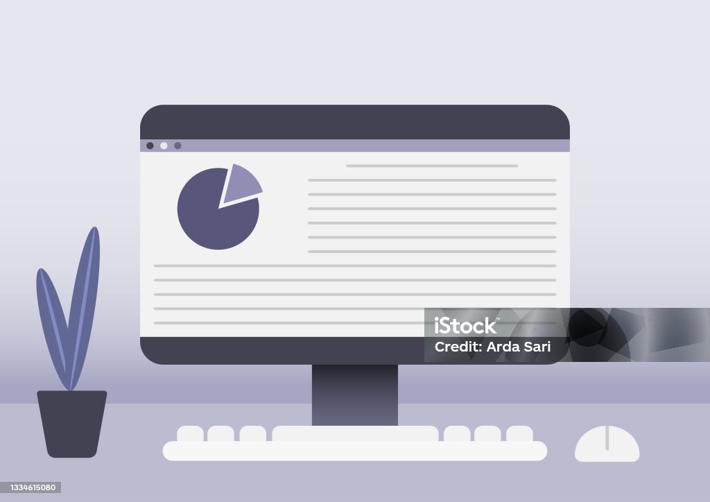 Computer Working Images Purple Work On Computer Stock Illustration - Download Image Now - Business ...