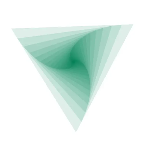 Vector illustration of Green colors, stacked multiple triangles with sharp corners