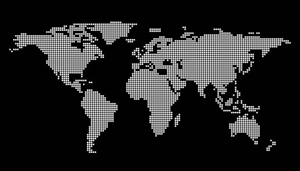 istock Vector World map in dotted style. Abstract graphic map of the world from black round dots. Vector illustration isolated on white background 1334615831