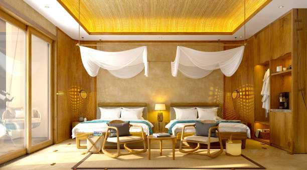 istock 3d render of luxury hotel room 1334625035