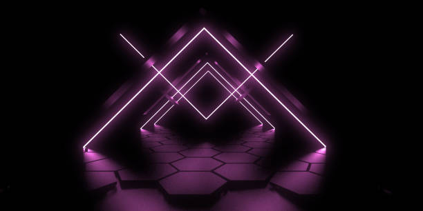 istock 3D abstract background with neon lights.  .space construction . .3d illustration 1334626177