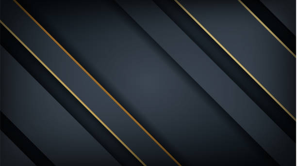 istock Modern dark papercut background with gold line overlap layers decoration. Can be use for landing page, book cover, brochures, fliers, magazine, any branding, banners, headers, presentation, and wallpaper background 1334628460