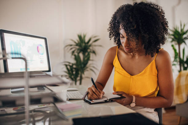 istock Brazilian woman working in home office 1334629246