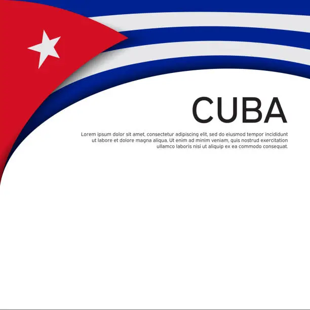 Vector illustration of Cover, banner in state colors of cuba. National cuban poster. Abstract waving flag of cuba. Paper cut style. Creative background for patriotic holiday card design. Vector design