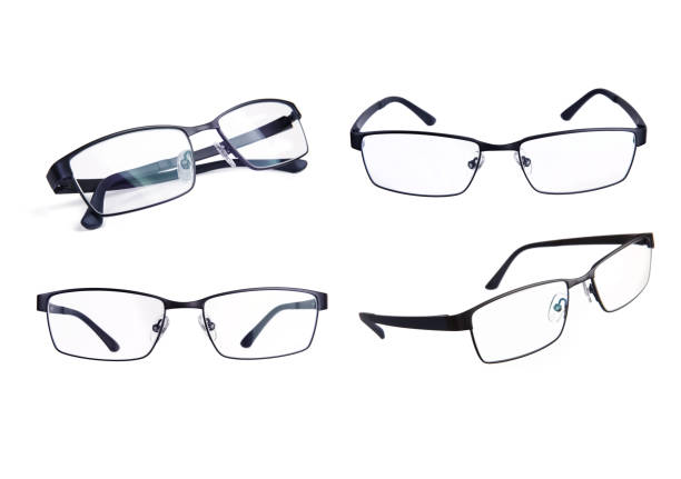 istock Stylish glasses in black frames on a white background 1334631134