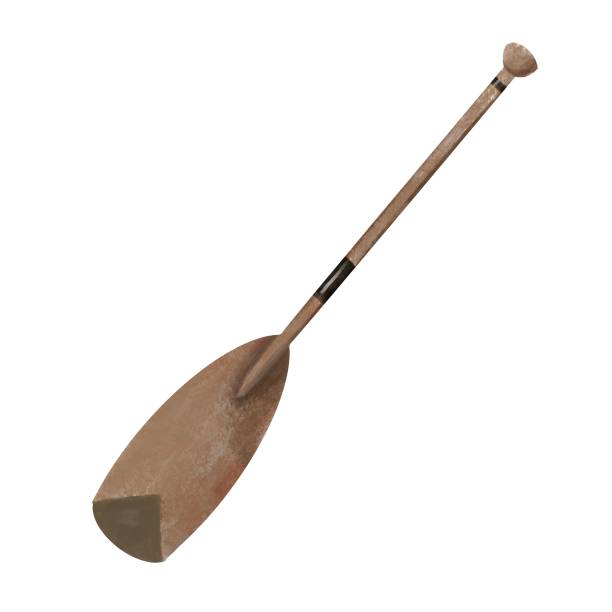 istock Watercolor Oar Illustration, Traditional wooden single-bladed canoe paddle watercolor illustration. One object, blank surface, front view. Handdrawn water colour painting on white, cutout clip art element for design decoration 1334631435