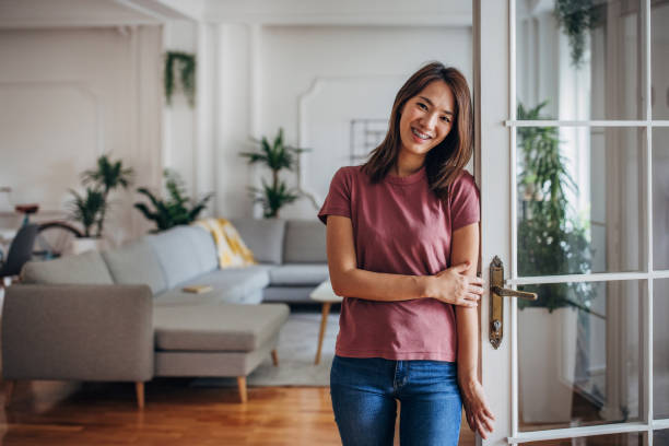 istock Japanese woman at home 1334634885