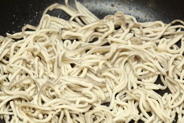 Photo of Gulas, popular seafood in the north of Spain, a cheaper substitute of very expensive juvenile fish of Eels called angula.