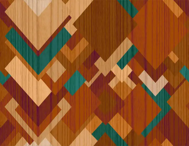 Vector illustration of seamless  wood  textured  geometric  pattern