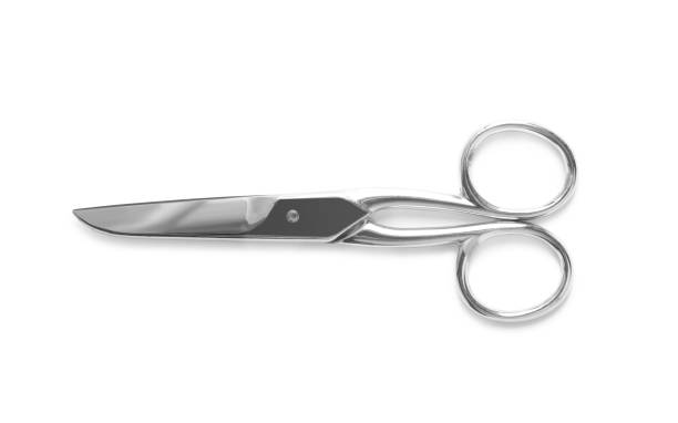 istock Scissors for leather working isolated on white, top view 1334639179