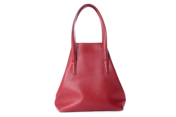 istock Stylish red leather bag isolated on white 1334639181