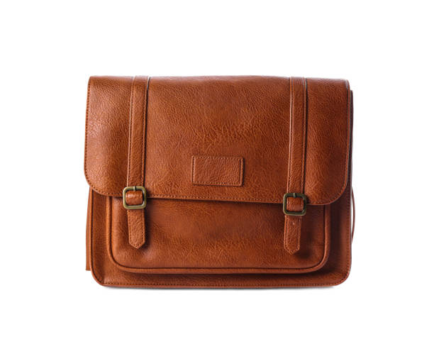 istock Stylish brown leather bag isolated on white 1334640148