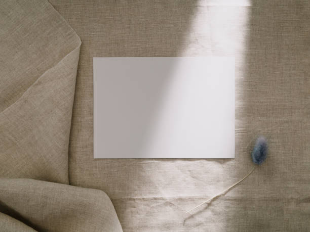 istock Invitation card mockup, blank greeting card template. Flat lay, Minimalist style 1334641345