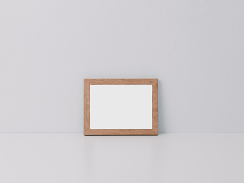 Wooden frame mockup, 5x7 Photo frame, Poster template, Minimalist styled.