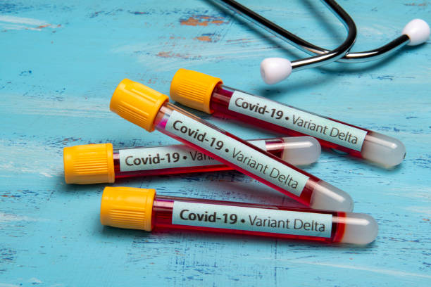 istock vacuum tube for blood collection, labeled Covid-19 - Variant Delta 1334645003