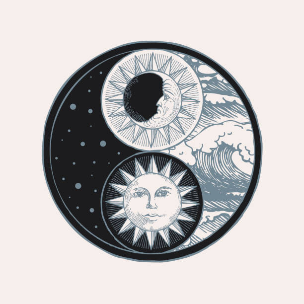 yin yang symbol of harmony, feng shui, zen vector art illustration
