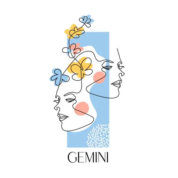 Vector illustration of Zodiac sign Gemini. The symbol of the astrological horoscope. Vector illustration.